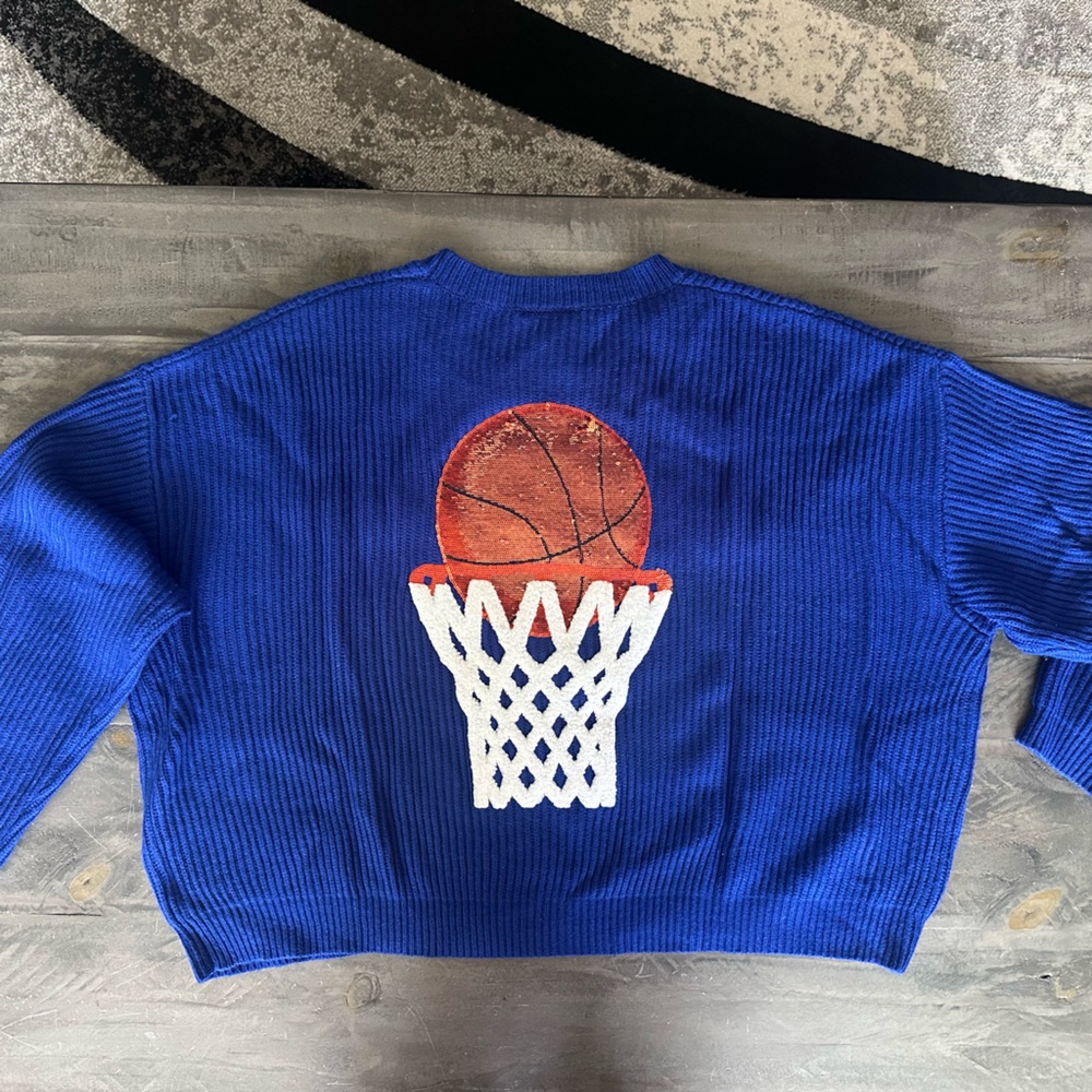 QUEEN OF SPARKLES Blue Nothin but Net sweater